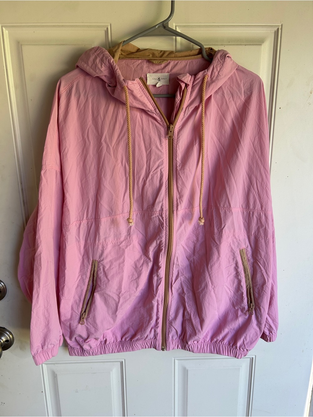 Lou & Grey Pink Hooded Utility Windbreaker Jacket